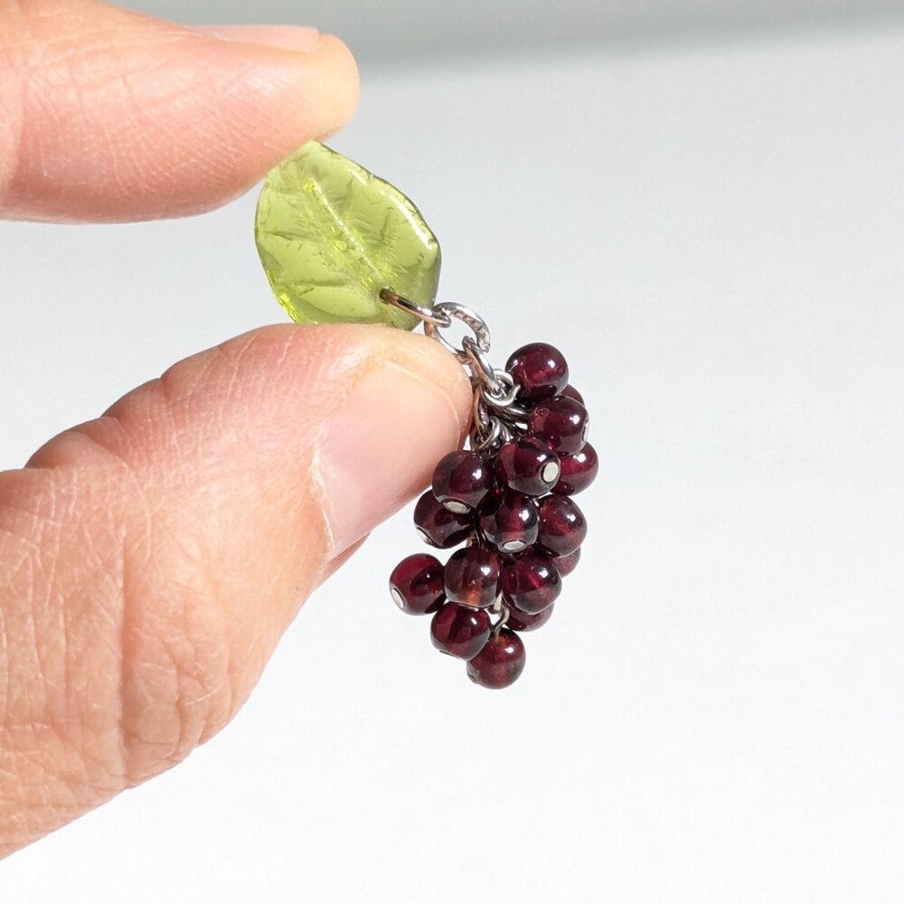 Glass Grape bunch pendant charm, fruit charm
